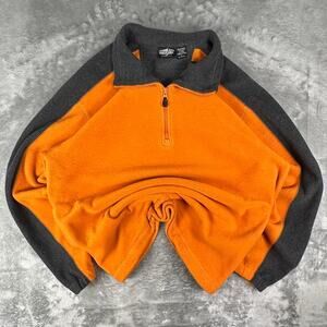 Vintage White Sierrra Orange/Grey Two-Toned Quarter-zip Sweatshirt Size Large